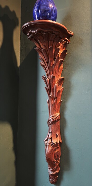 Large wall-console with reed carved base