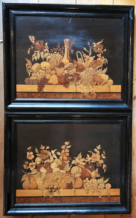 Pair of marquetry panels