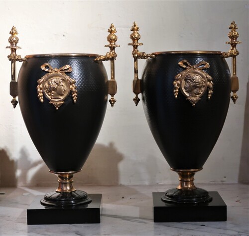 Pair of sheet metal vases