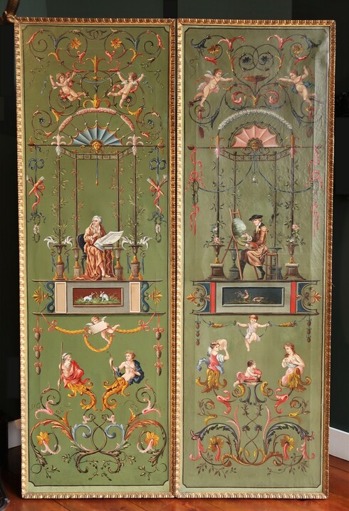Two decorative panels from a screen, in the taste of the secon half of 18th century