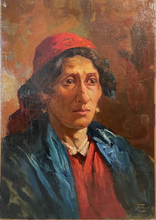 French school, 19th  Portrait of a peasant woman. Trace of signature