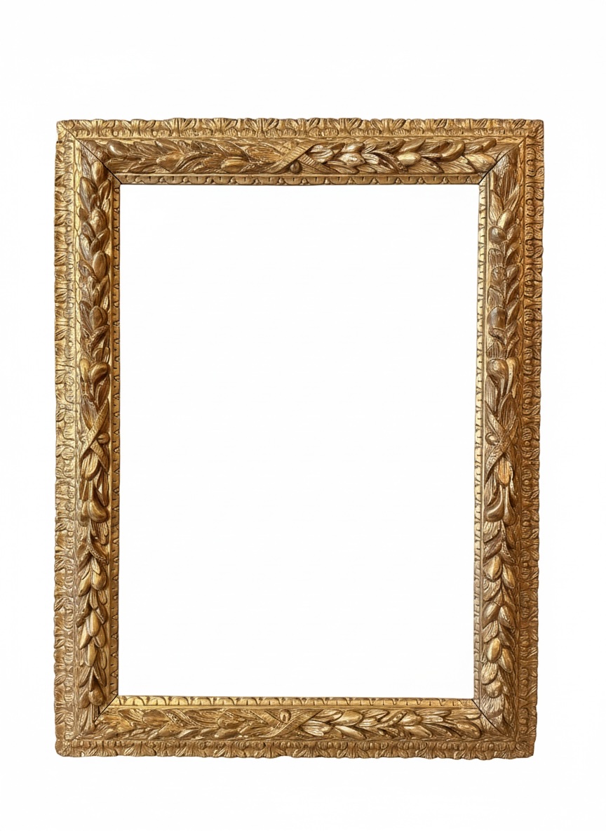 Louis XIV style frame decorated with wreaths of foliage and fruit