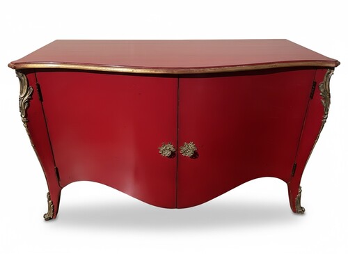 Louis XV style double-door red-lacquered commode Attributed to 