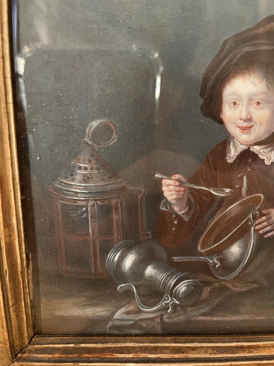 Miniature representing the portrait of a young gourmand