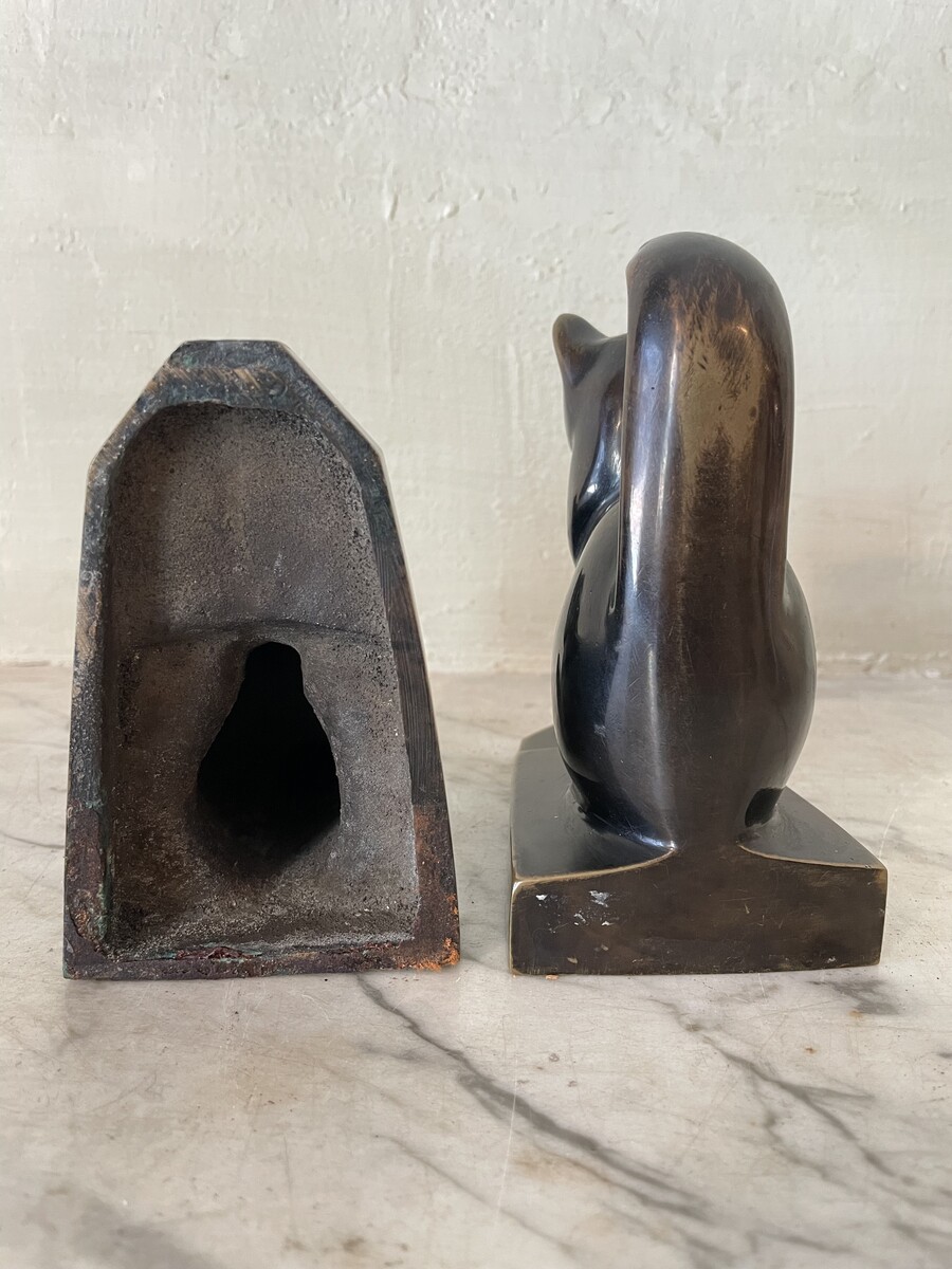 Pair of Art Deco bookends in the shape of a cat