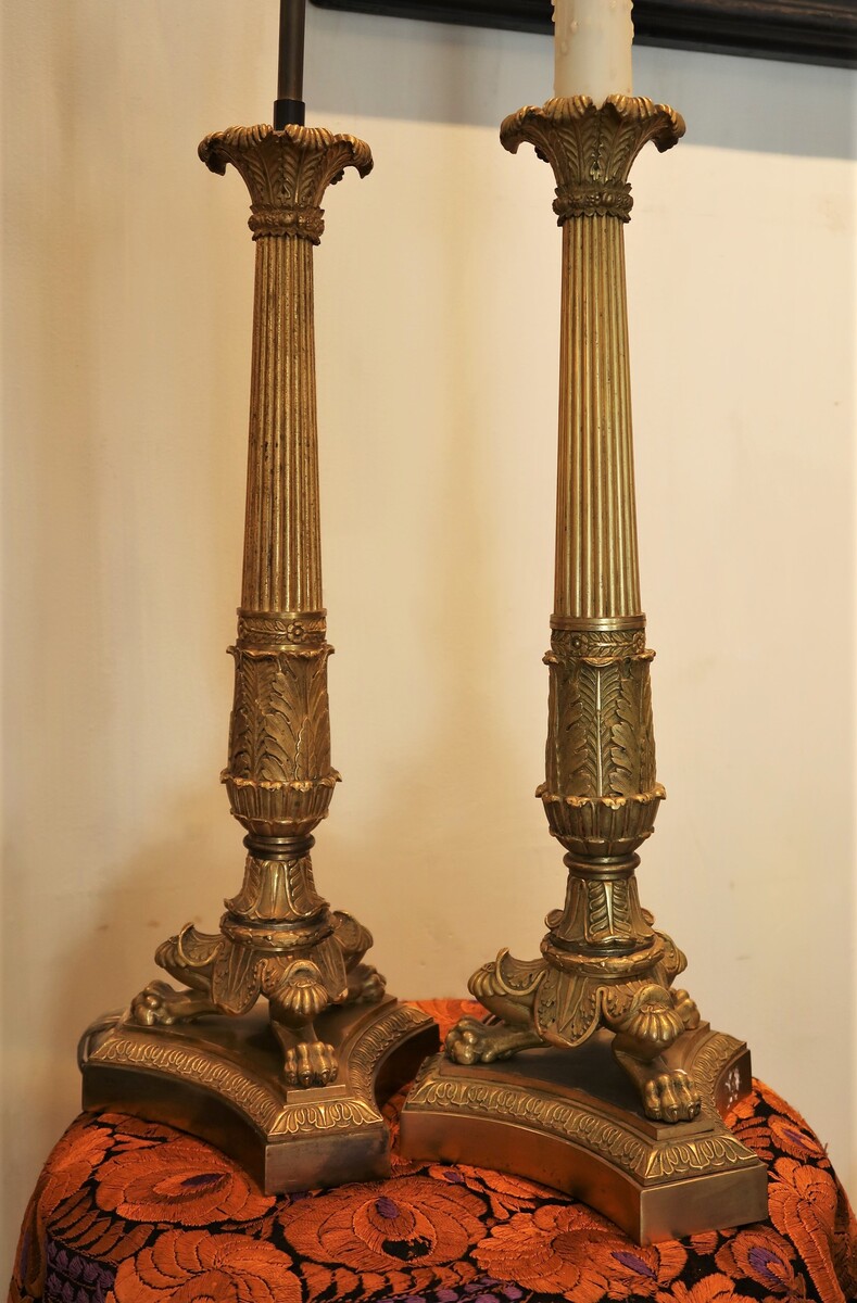 Pair of candelabras mounted as a base lamp