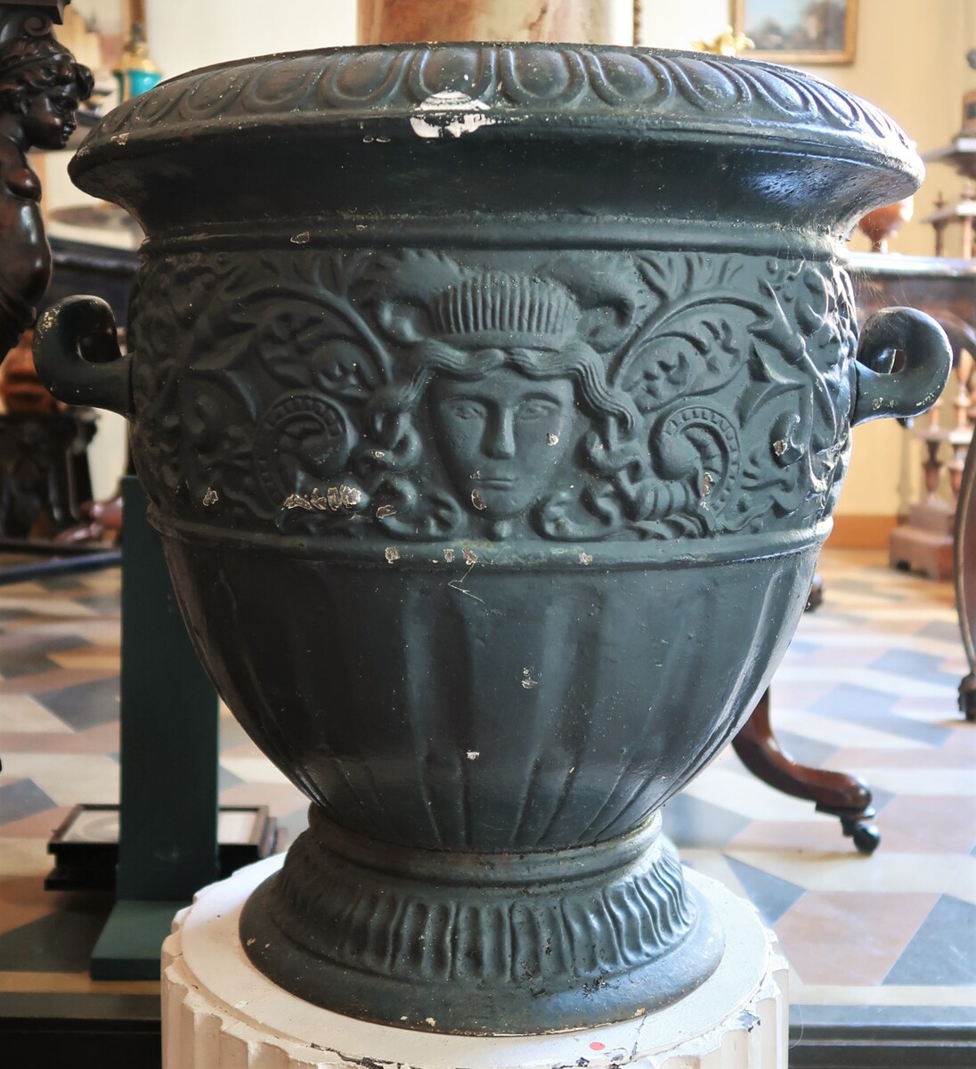 Pair of cast iron vases