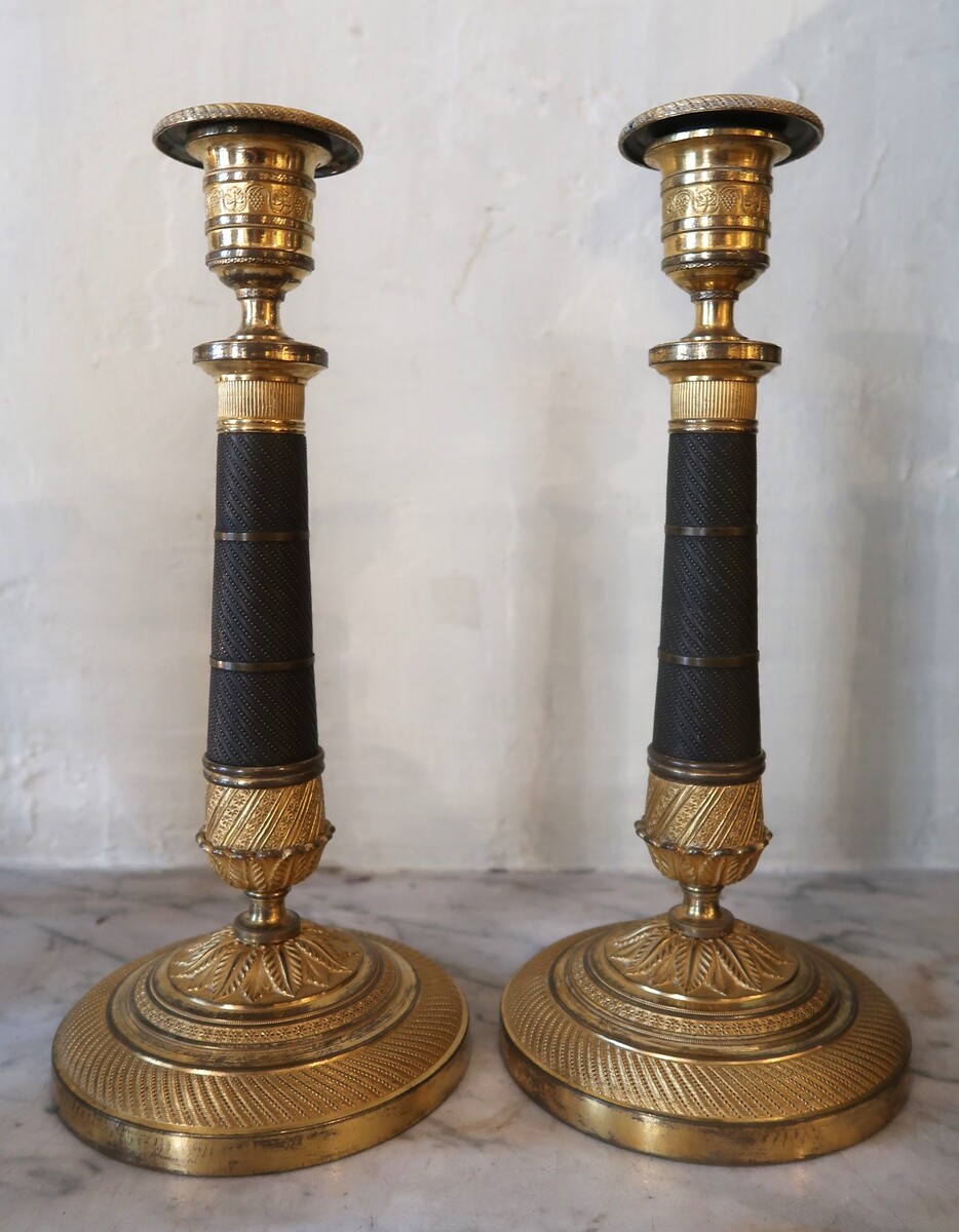 Pair of Charles X candelholders