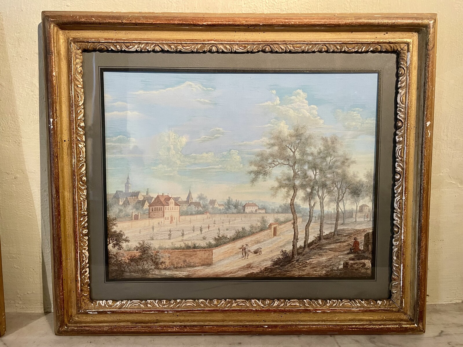 Pair of depictions of lively villages.. Circle of Lazare Bruandet