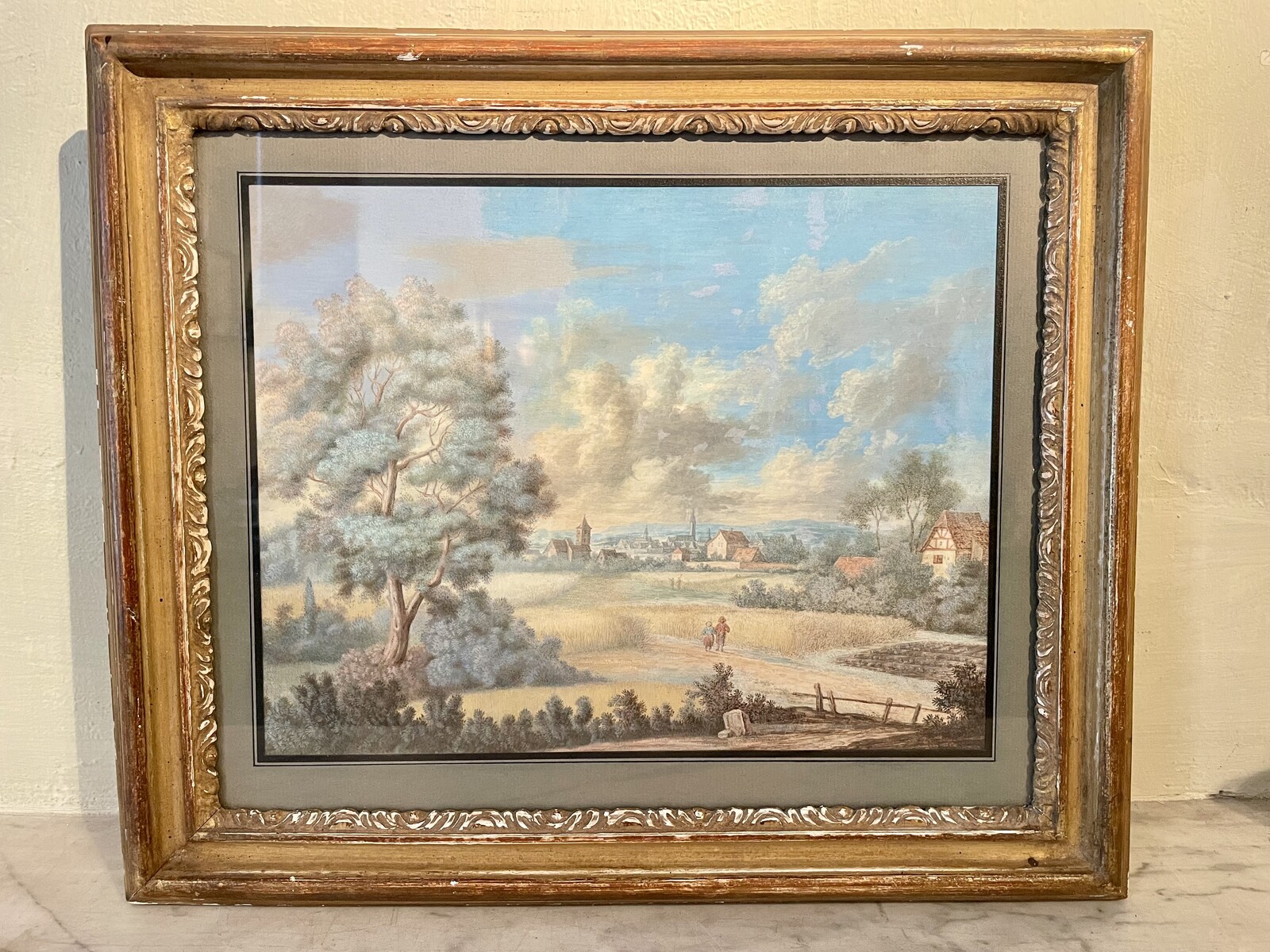 Pair of depictions of lively villages.. Circle of Lazare Bruandet