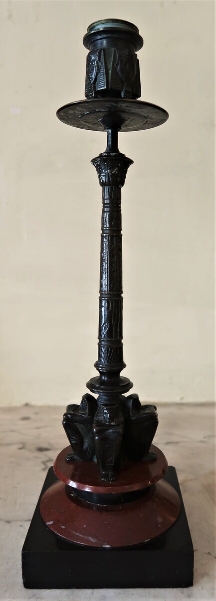 Pair of Egyptian Revival candelholders