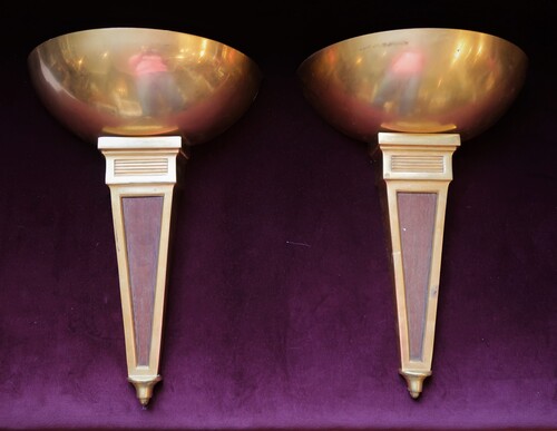 Pair of fifties brass wall lights