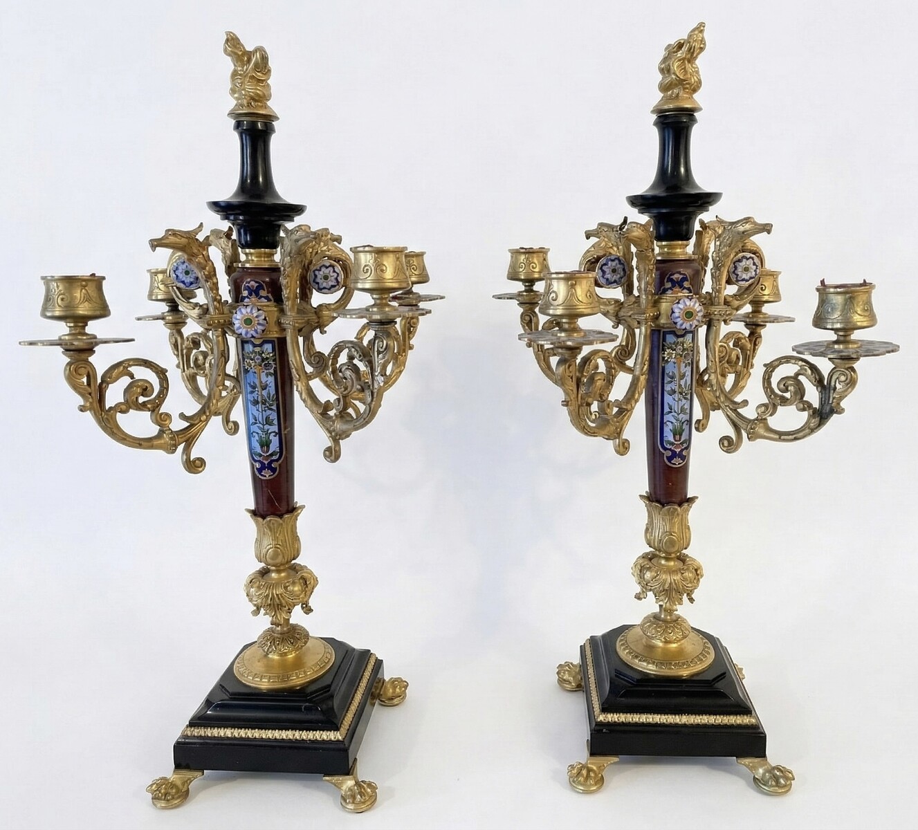 Pair of four arms candelabras