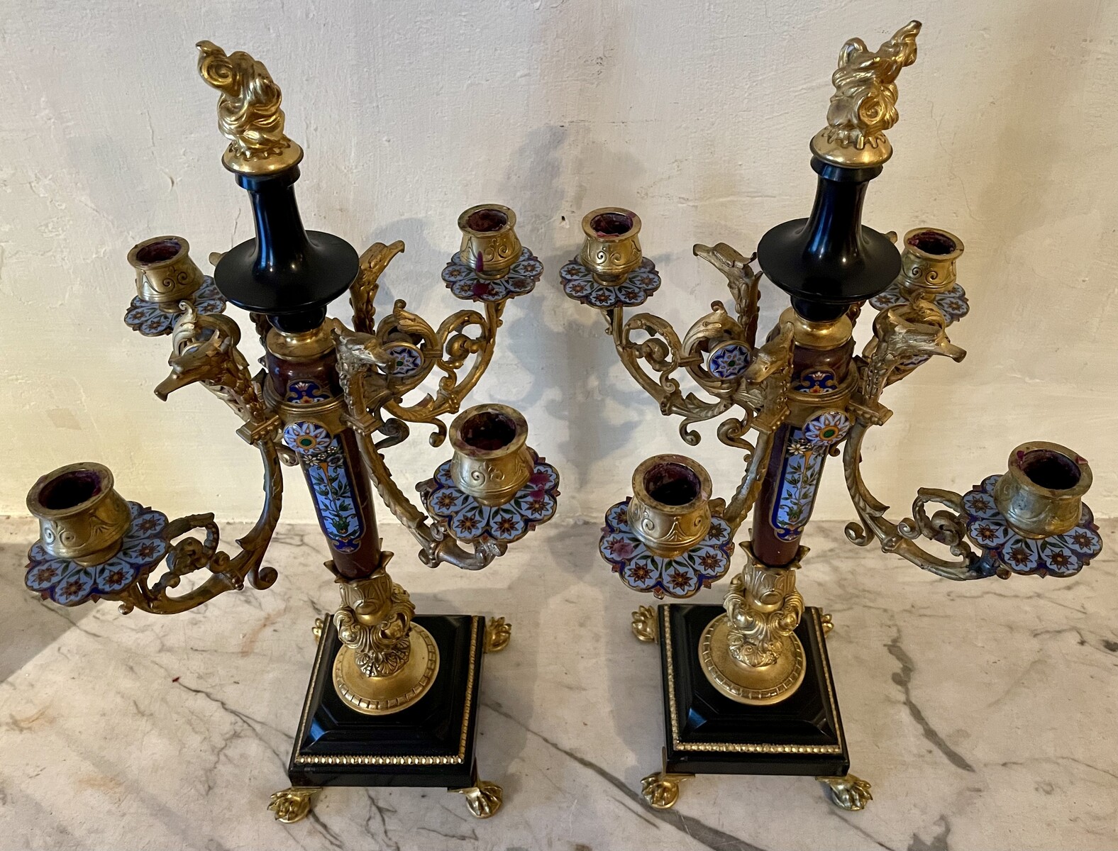 Pair of four arms candelabras