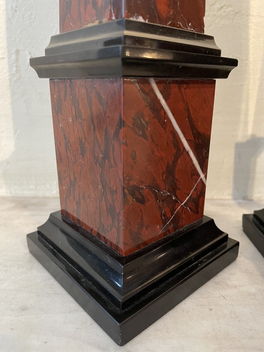 Pair of large marble obelisks