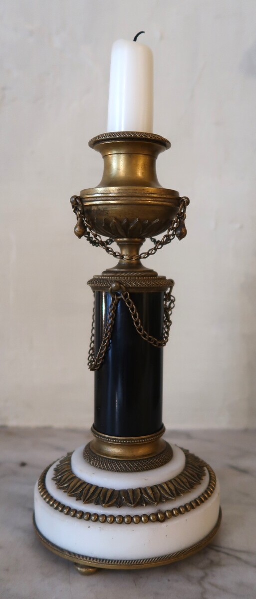 Pair of late 18th century candelholders