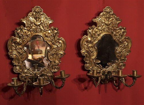 Pair of Louis XIV style mirored wall lights