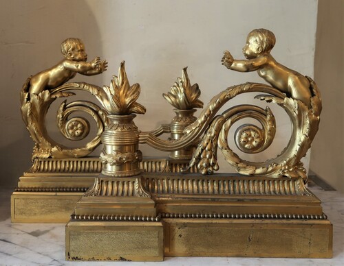 Pair of Louis XVI style andirons