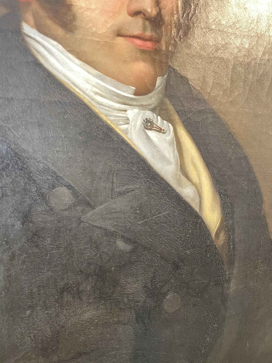 Pair of portraits, notable couple in their original frame