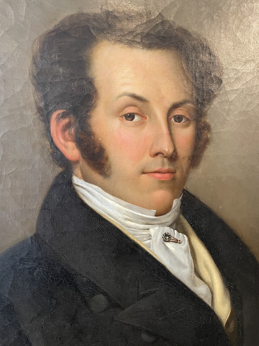 Pair of portraits, notable couple in their original frame