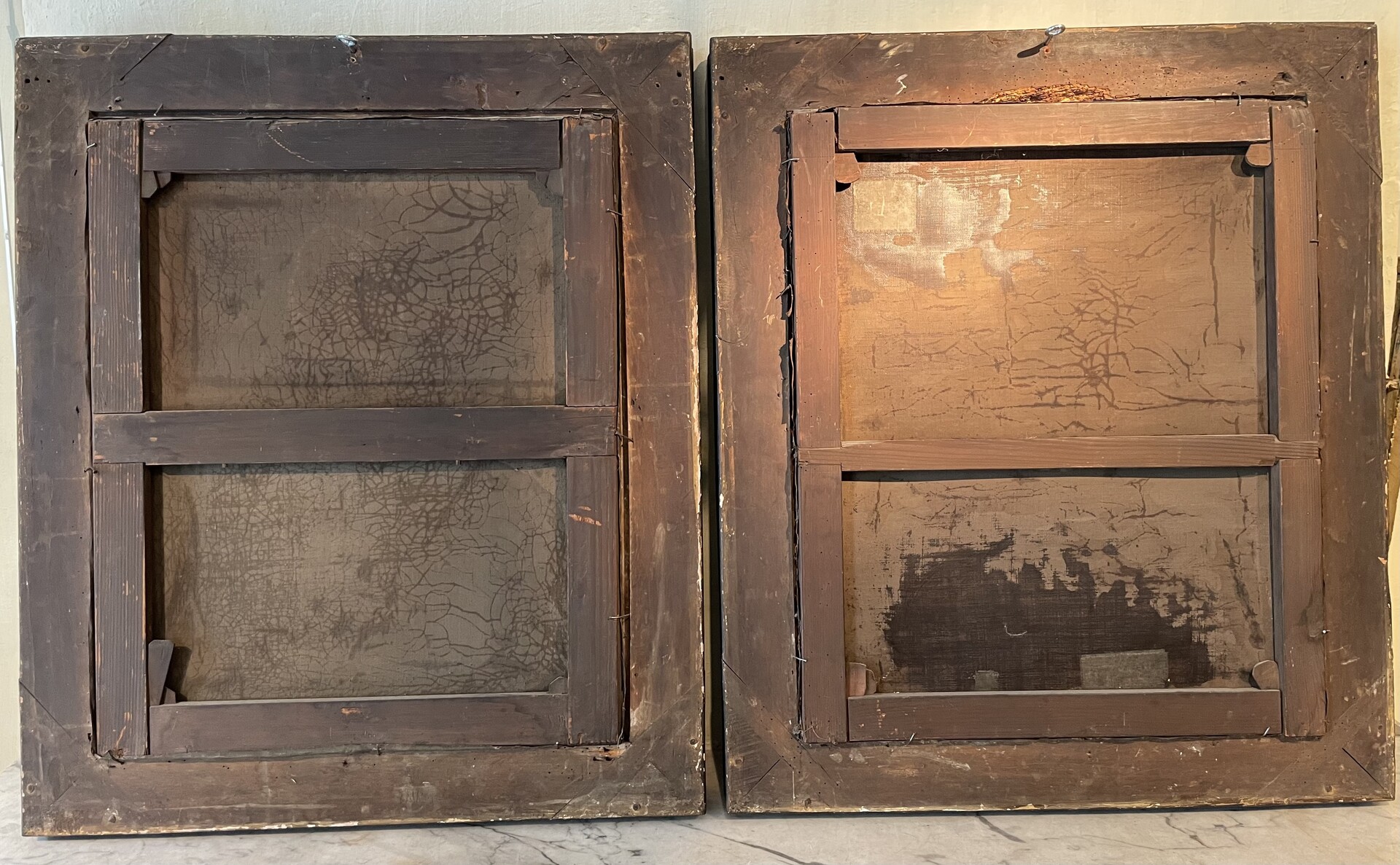 Pair of portraits, notable couple in their original frame