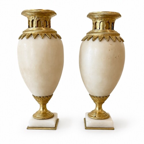 Pair of small ovoid candlesticks