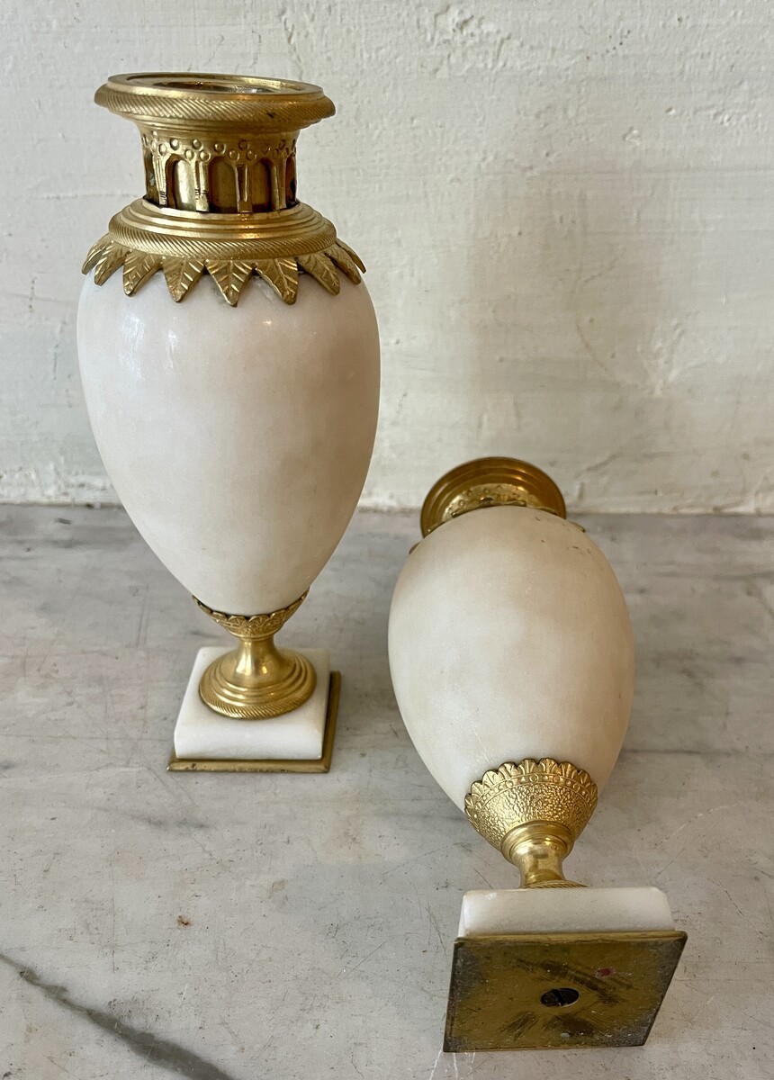 Pair of small ovoid candlesticks