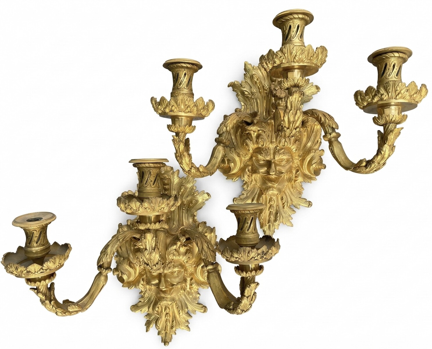 Pair of three-lights Regence style sconces