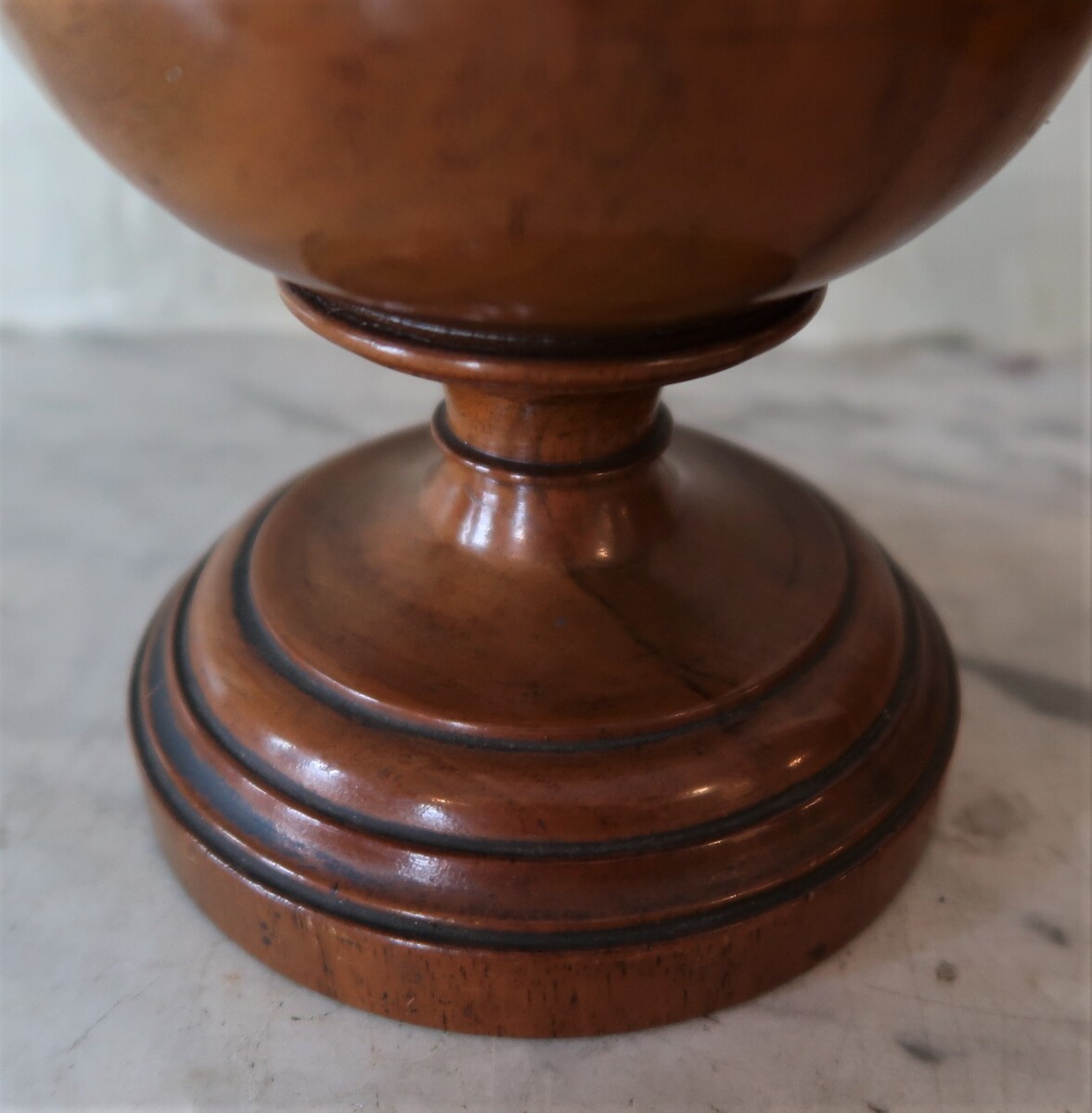 Pair of turned wood vases