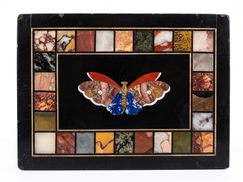 Plaque with inlaid decoration of a butterfly