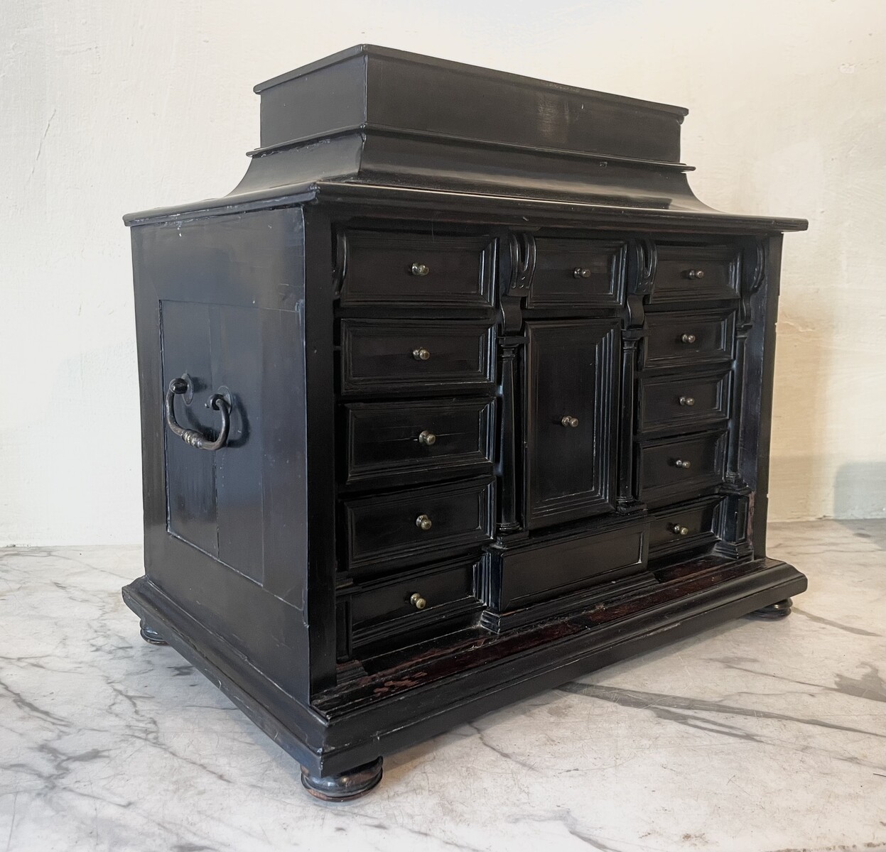 Small Antwerp cabinet, composed of 11 drawers (doors missing)