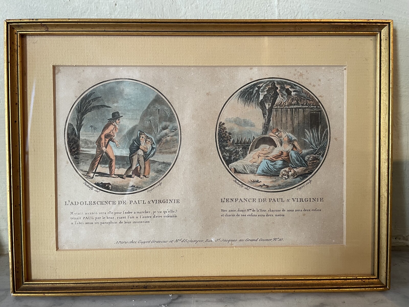 Suite of 5 vews of 10 medallions representing the story of Paul and Virginie.