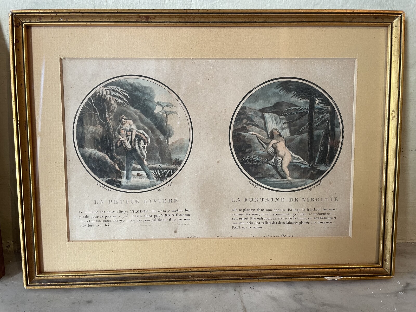 Suite of 5 vews of 10 medallions representing the story of Paul and Virginie.