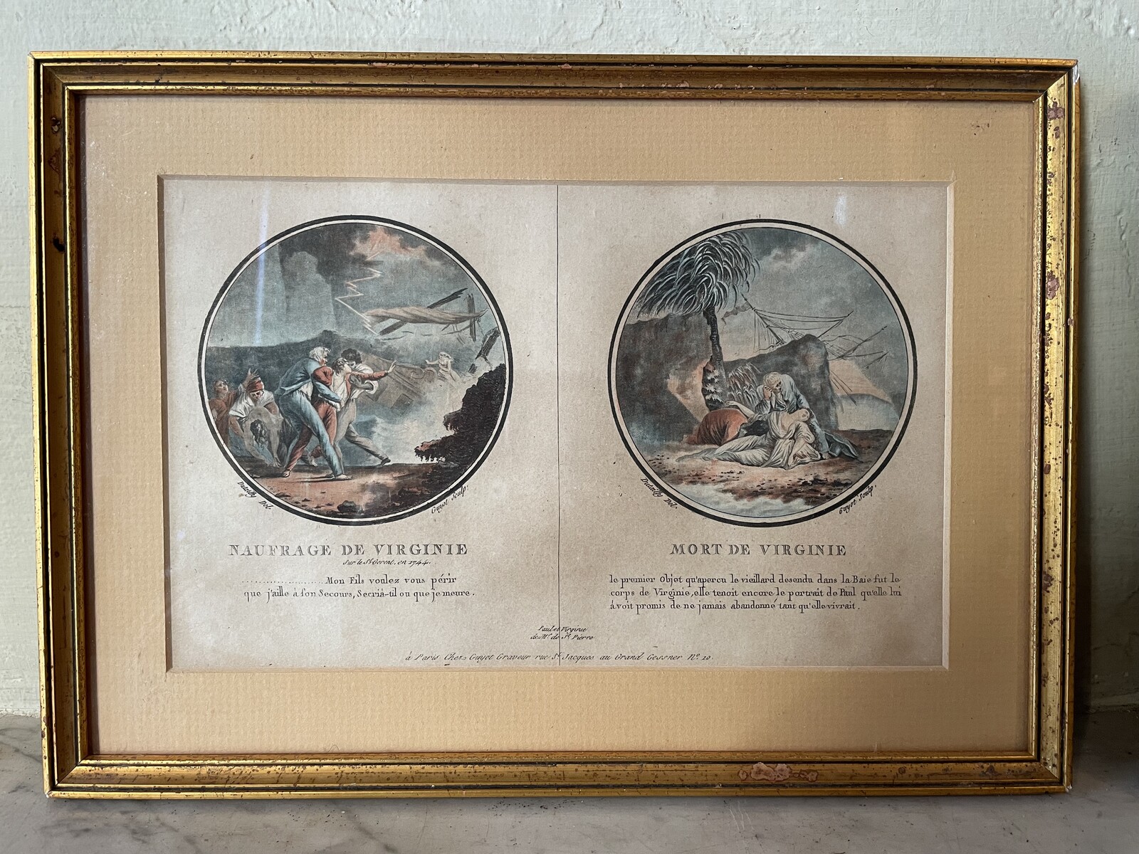 Suite of 5 vews of 10 medallions representing the story of Paul and Virginie.